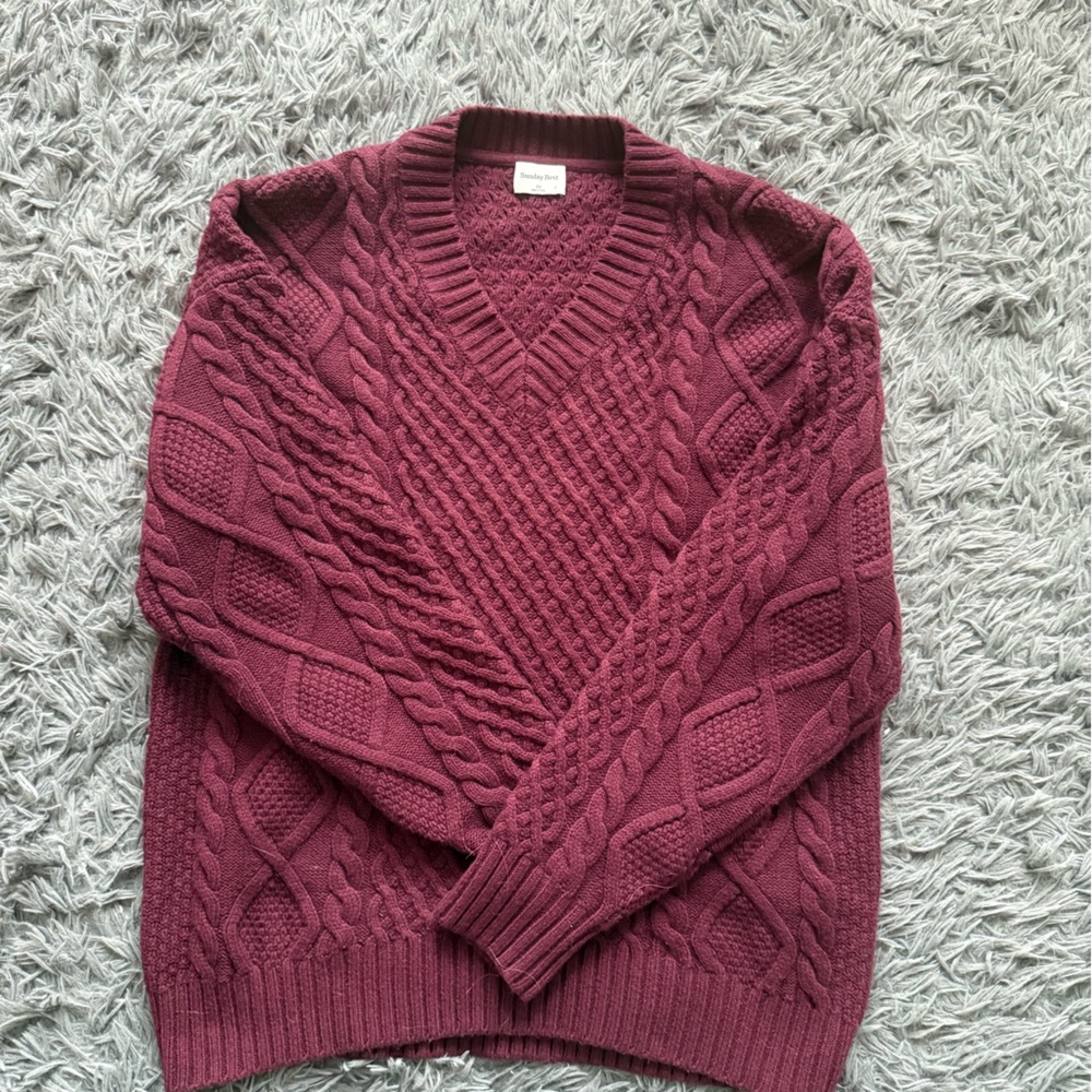 Aritzia Sunday Best Maroon Knit Sweater